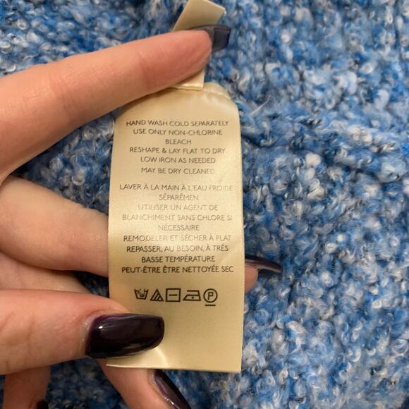 Free People blue BFF knit open-front fuzzy cardigan sweater size XS NWT - Picture 6 of 10